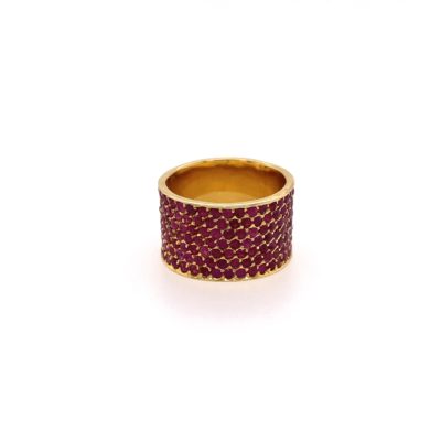 Wide Pave Ruby Ring