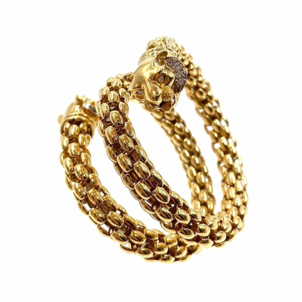 Gold Diamond Jaguar Head Coil Bracelet
