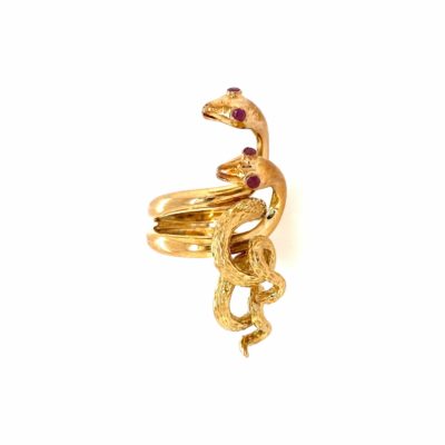 Gold Ruby Entwined Snake Ring