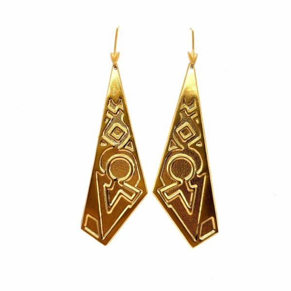 Lalaounis Long Gold Geometric Earrings