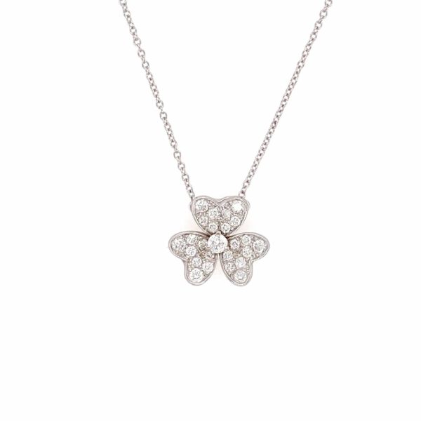 White Gold Diamond Clover Pendant Necklace