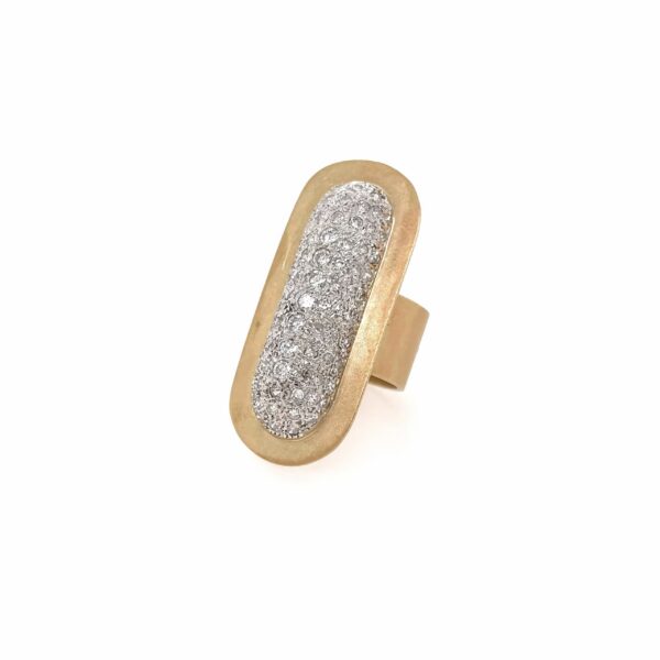 Long Oval Gold Diamond Ring