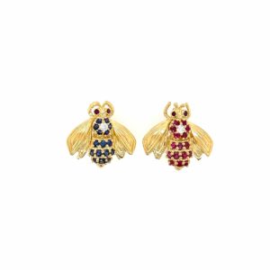 Tiffany Pair Sapphire Ruby Diamond Bee Pins