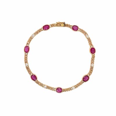 Ruby Diamond Curb Link Chain Bracelet
