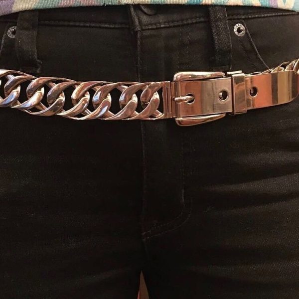 1970s Gucci Silver Curb Link Chain Belt