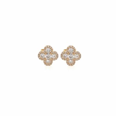 Gold Diamond Quatrefoil Earrings