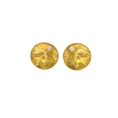 Art Nouveau Gold Diamond Cufflinks