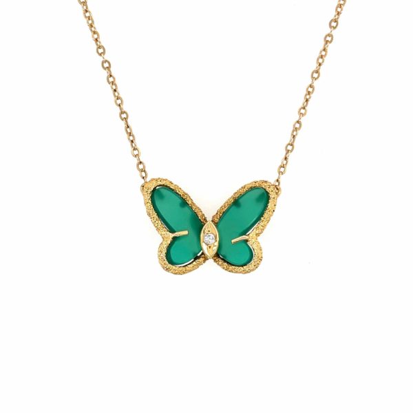 Van Cleef Butterfly Chrysoprase Necklace