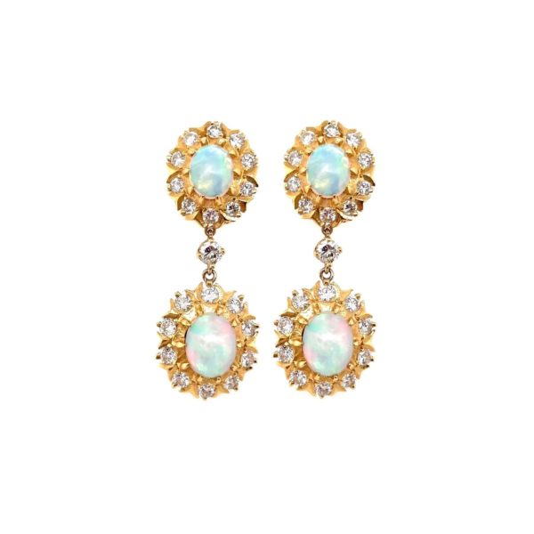 Opal Diamond Pendant Earrings