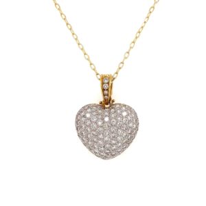 Gold Pave Diamond Heart Pendant Necklace