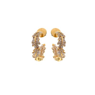 Asprey Gold Diamond Leaf Earrings