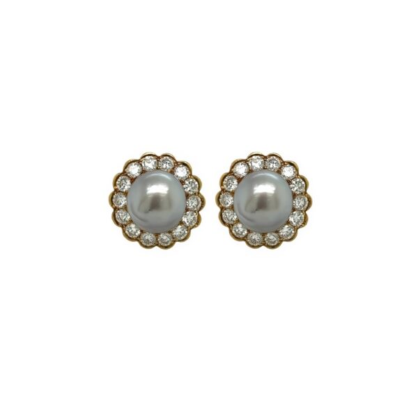 Gray Tahitian Pearl Diamond Earrings
