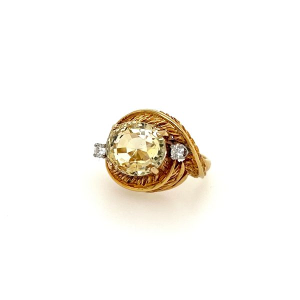 Oval Yellow Sapphire Diamond Ring