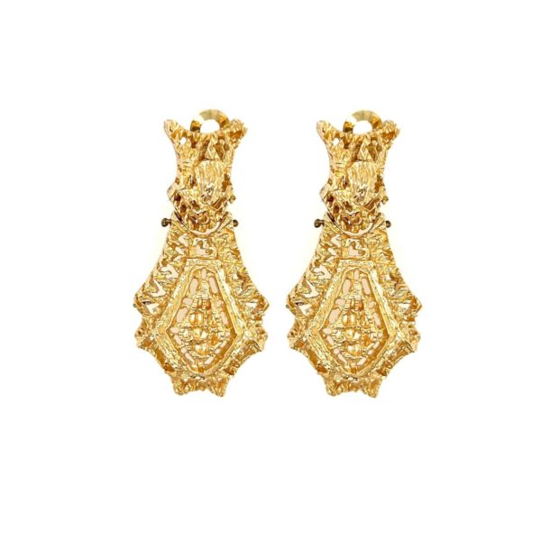 Bold Textured Gold Pendant Earrings
