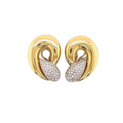 Bold Gold Diamond Swirl Earrings