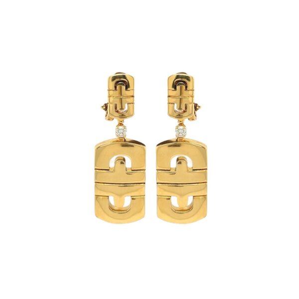 Gold Diamond Aztec Motif Earrings
