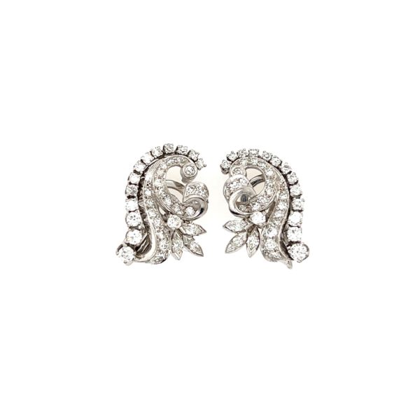 White Gold Diamond Cornucopia Earrings