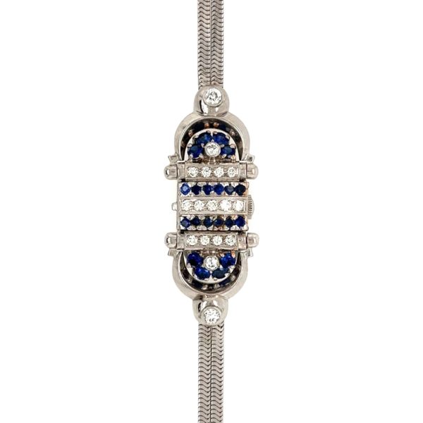 1950s Sapphire Diamond Bracelet Watch