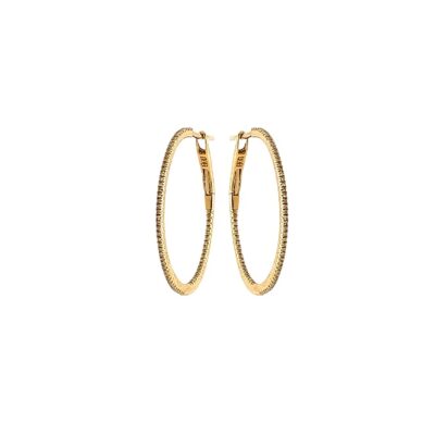 Gold Diamond Medium Hoop Earrings