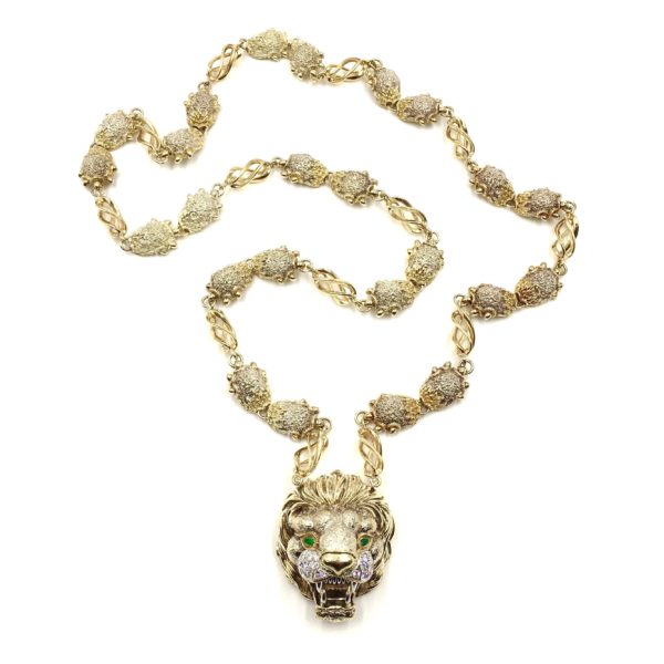 Frascarolo Lion Head Long Pendant Necklace