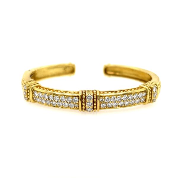 Judith Ripka Gold Diamond Cuff Bracelet