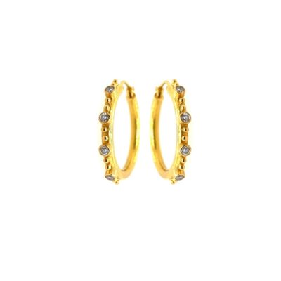 Elizabeth Locke Gold Diamond Hoop Earrings