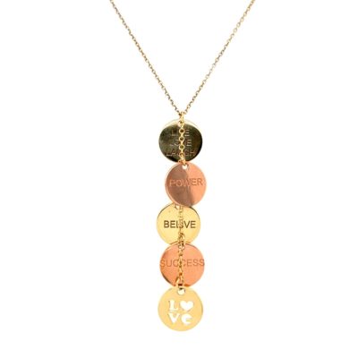 Inspirational Two Tone Gold Disc Necklace