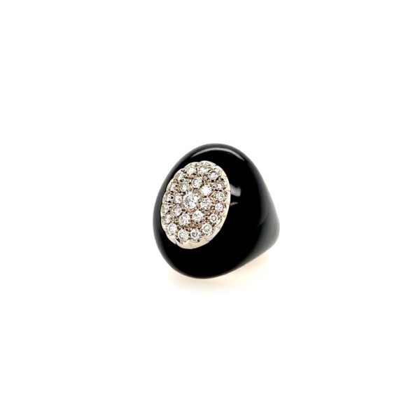 Black Enamel Diamond Bombe Ring
