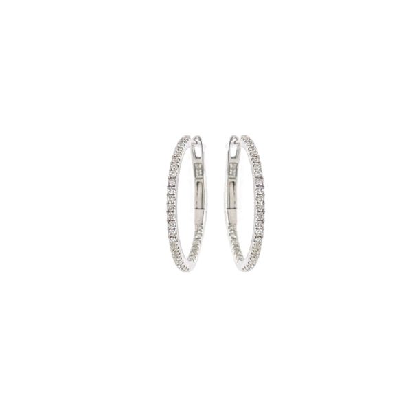 White Gold Diamond 3/4-inch Hoop Earrings