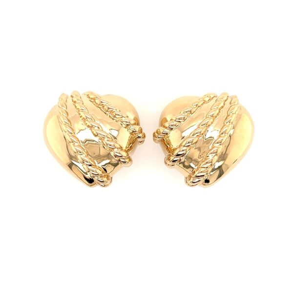 Puffed Heart Gold Earrings