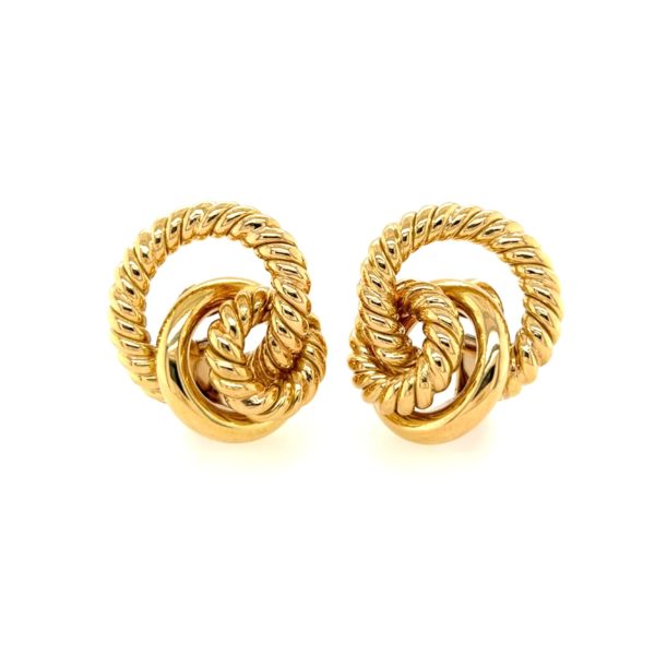 Open Rope Knot Gold Earrings