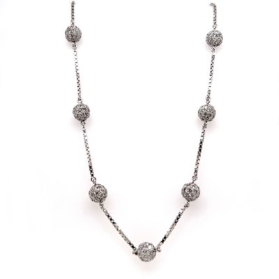 David Webb Platinum Diamond Sphere Necklace