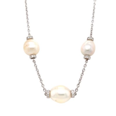 David Webb Baroque Pearl Diamond Necklace