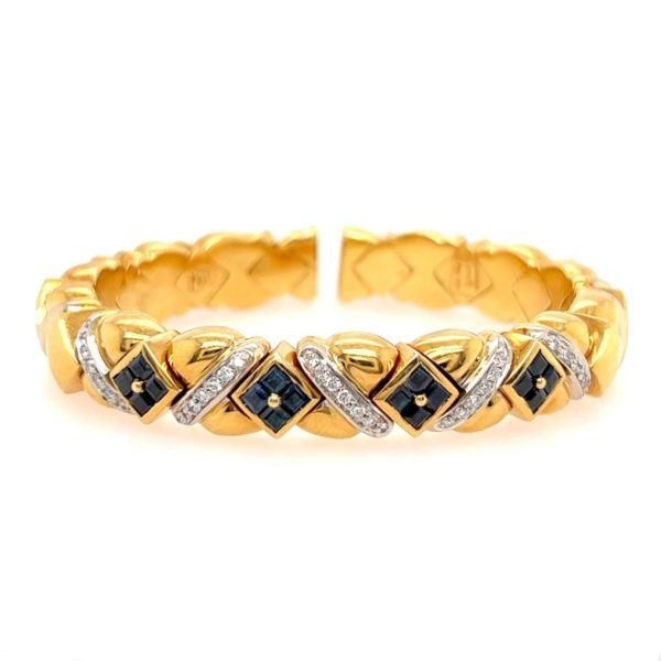 Sapphire Diamond Gold Cuff Bracelet