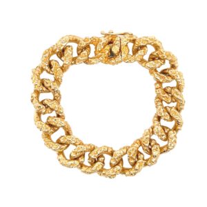 Textured Curb Link Gold Bracelet