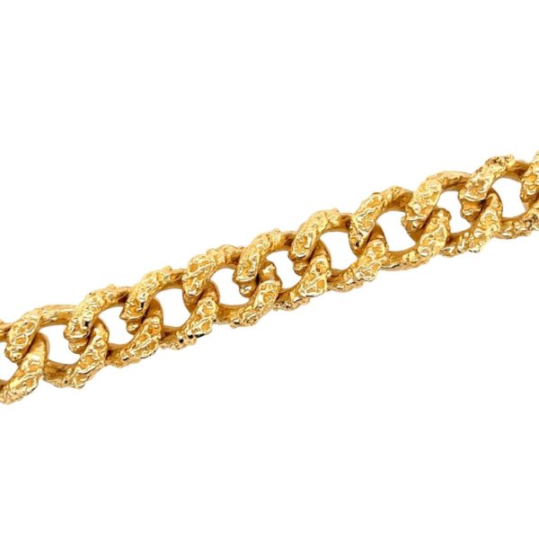 Textured Curb Link Gold Bracelet