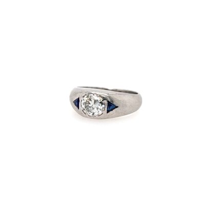 Sapphire Diamond Platinum Band Ring