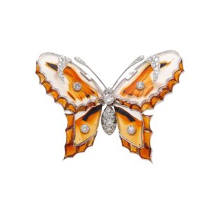 1960s Butterfly Agate Citrine Diamond Brooch