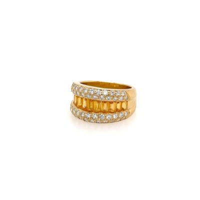 Citrine Diamond Gold Band Ring