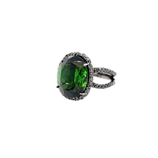 Gilan Green Tourmaline Black Diamond Ring