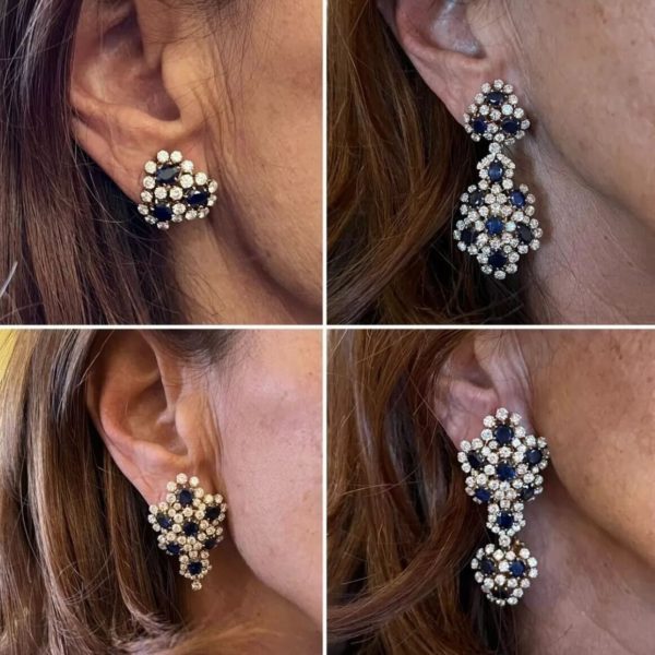 Vourakis Sapphire Diamond Pendant Earrings