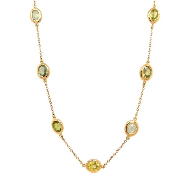 Green Sapphire Gold Chain Necklace