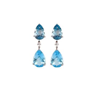 Blue Topaz Diamond White Gold Earrings