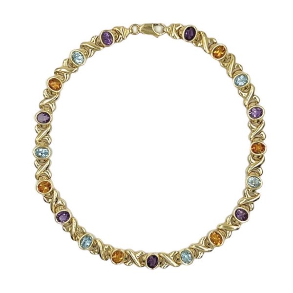 Multicolored Gemstone Gold Necklace