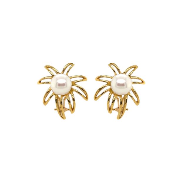 Pearl Starburst Gold Earrings