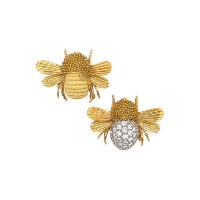 Charles Turi Gold Diamond Bee Brooches