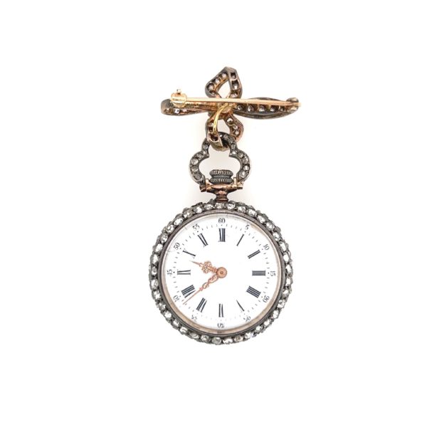 Antique Gold Diamond Lapel Watch Pin