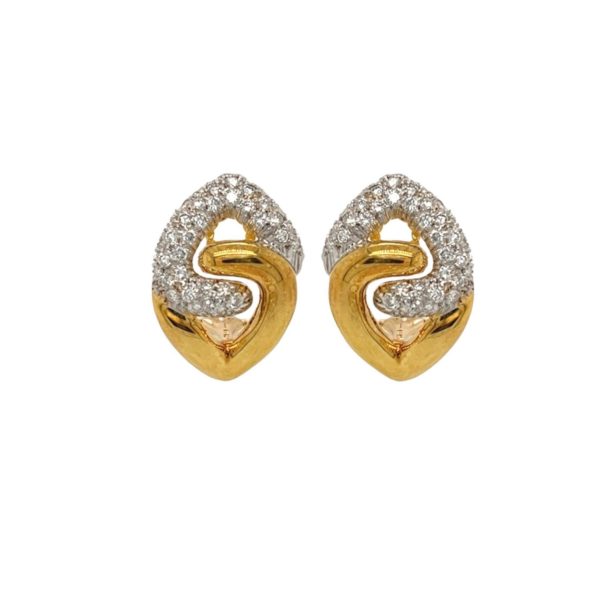 Gold Diamond Interlocking Triangle Earrings