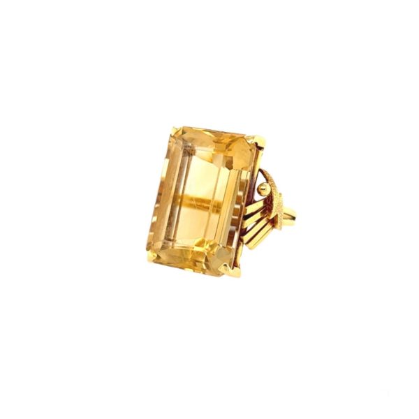Emerald Cut Citrine Gold Ring