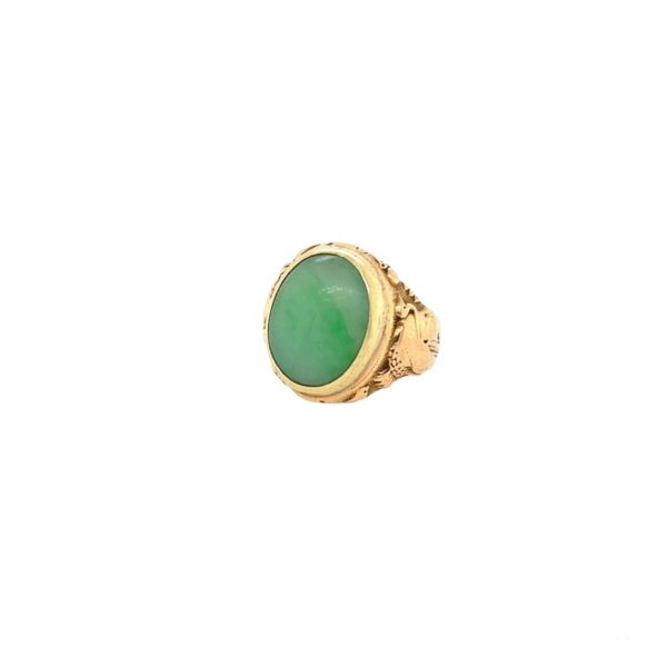 Egyptian Revival Oval Jade Ring